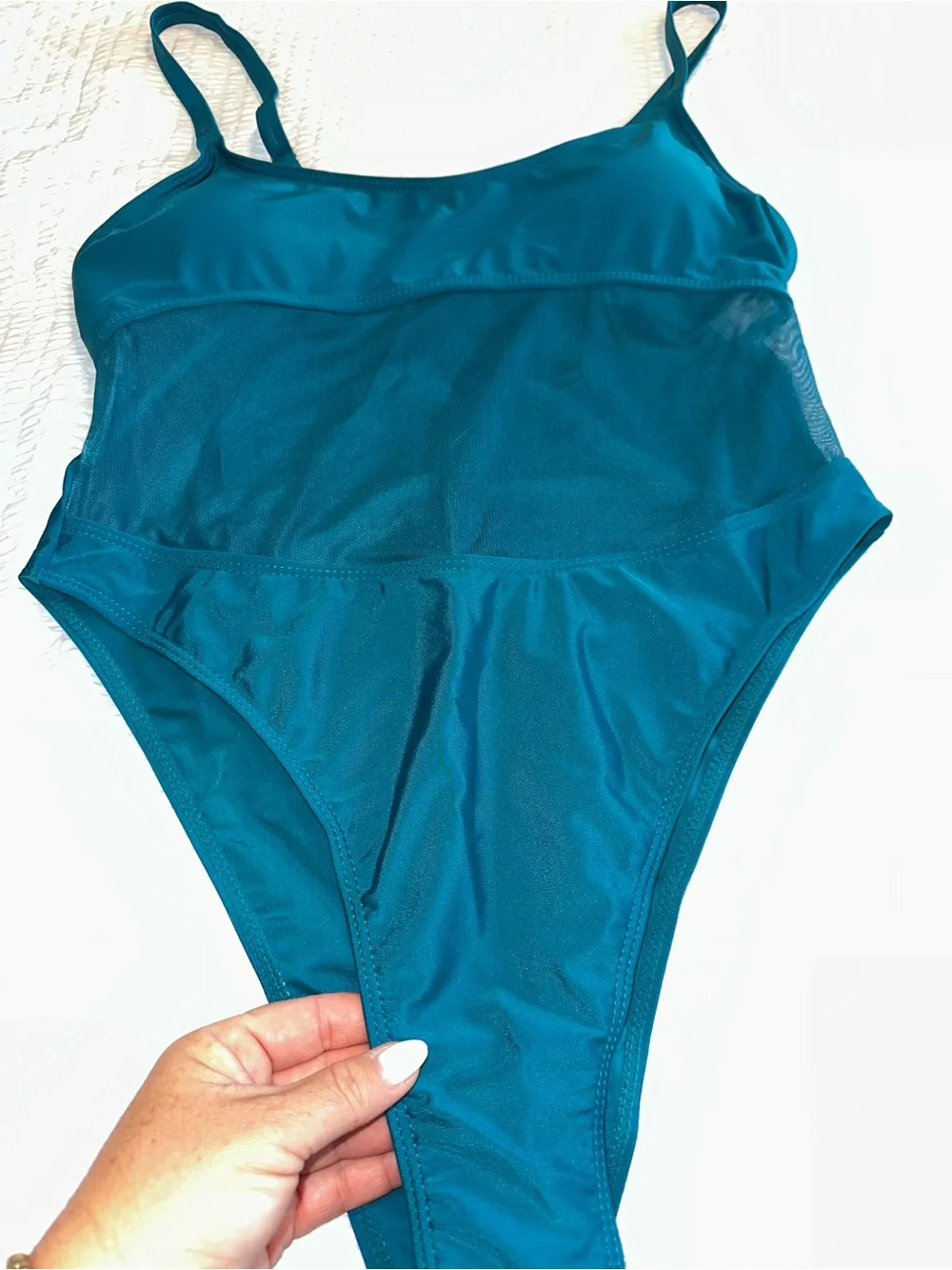SHEIN Teal One-Piece Girls Swimsuit
